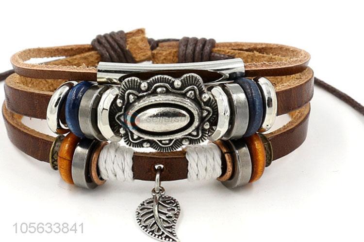 New products multilayer leather braid bracelet retro mens bracelets