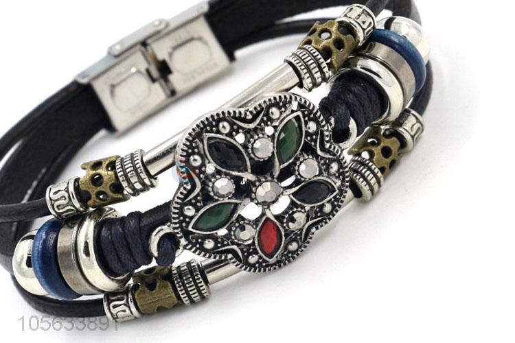 Professional supply handmade multitier retro braided alloy bracelet for men