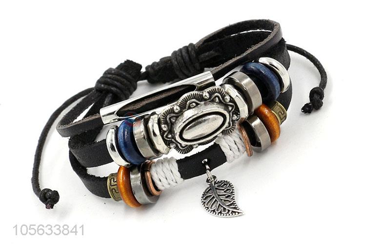 New products multilayer leather braid bracelet retro mens bracelets