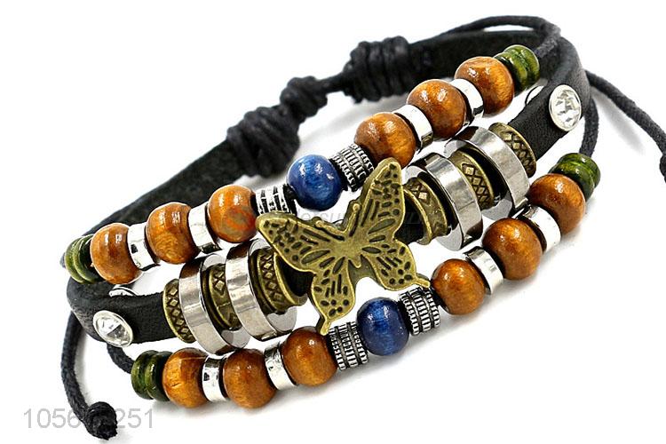 China wholesale fashion charm custom men leather handmade bracelet