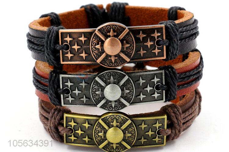 Professional supply mens retro handmade bracelets hand braided bracelet