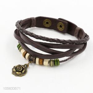 Wholesale new retro styles handmade mens leather bracelets with charms