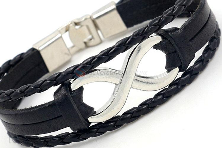 China factory mens retro braided bracelet with infinity charms