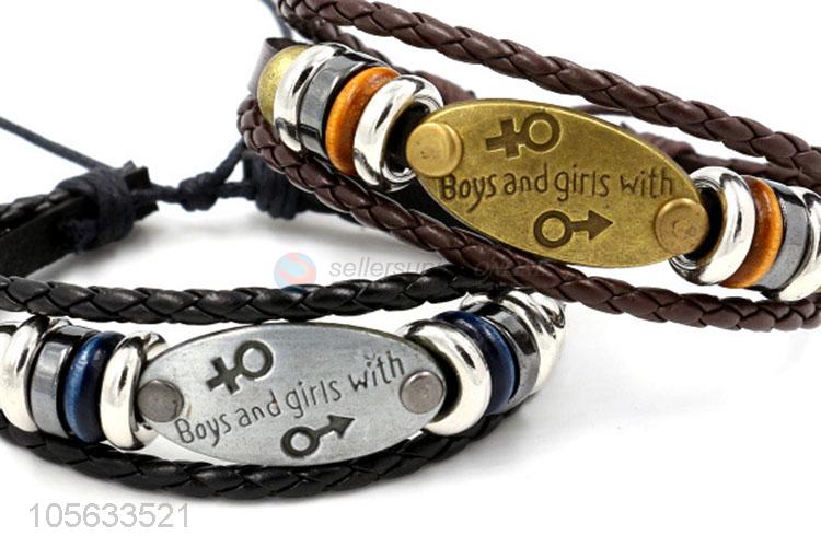 Good quality mens retro handmade bracelets hand braided bracelet