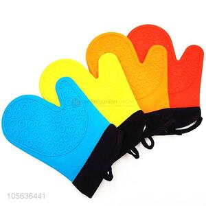 Unique Design 133g Cotton Silicone Gloves Oven Mitt Heat Resistant Glove With Fingers