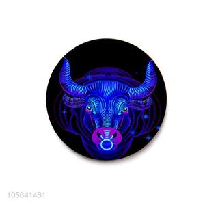 Competitive price round shape acrylic crystal magnetic Taurus fridge magnet