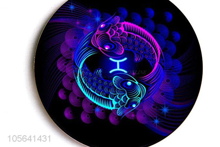 High quality round shape acrylic magnetic Pisces fridge magnet