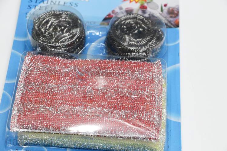 Premium quality kitchen supplies steel wire clean ball and scouring pad set