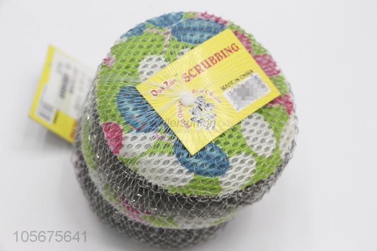 Recent design kitchen supplies steel wire ball with printed cleaning cloth