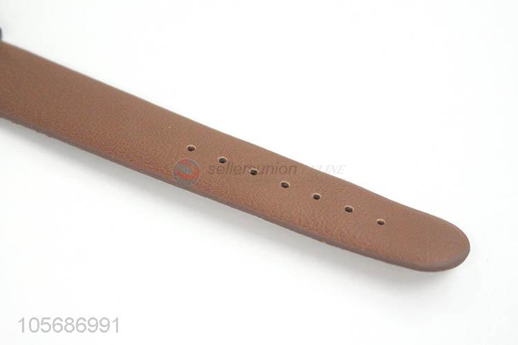 PoPU lar Printing Alloy Watch With Leather Watchband