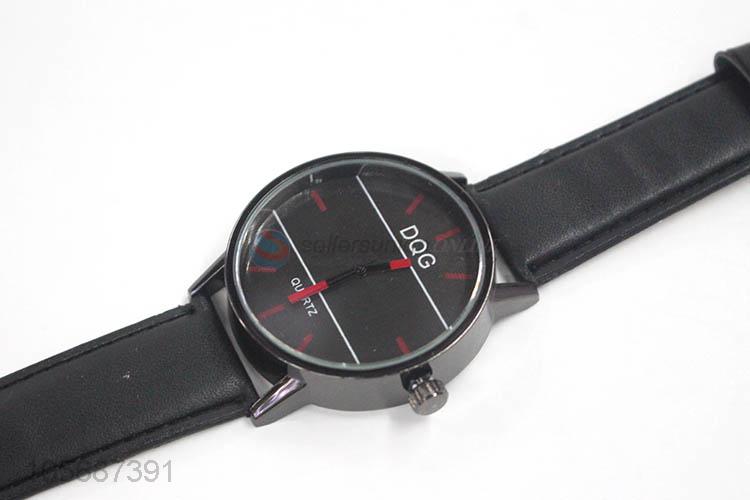 Fashion Alloy Watch With Leather Watchband For Man