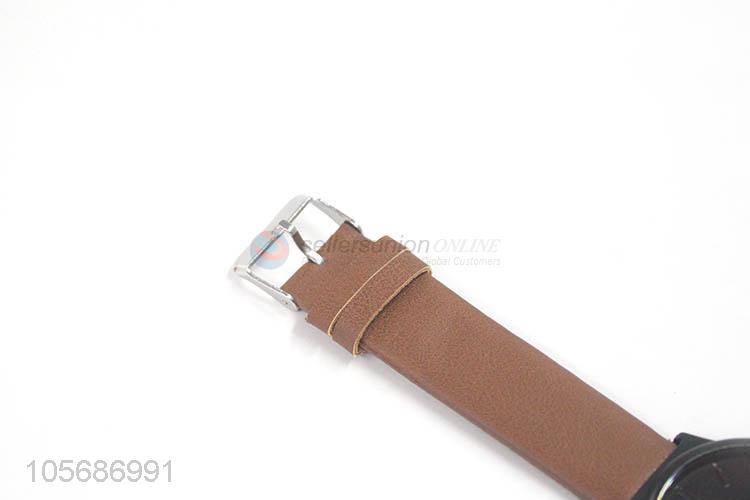 PoPU lar Printing Alloy Watch With Leather Watchband