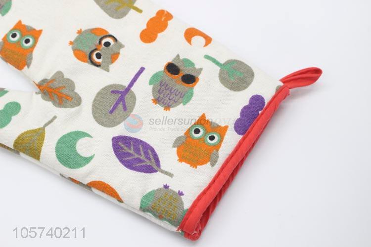 Hot New Products Cartoon Owl Pattern Thickening High Temperature Oven Glove Microwave Oven Mitt