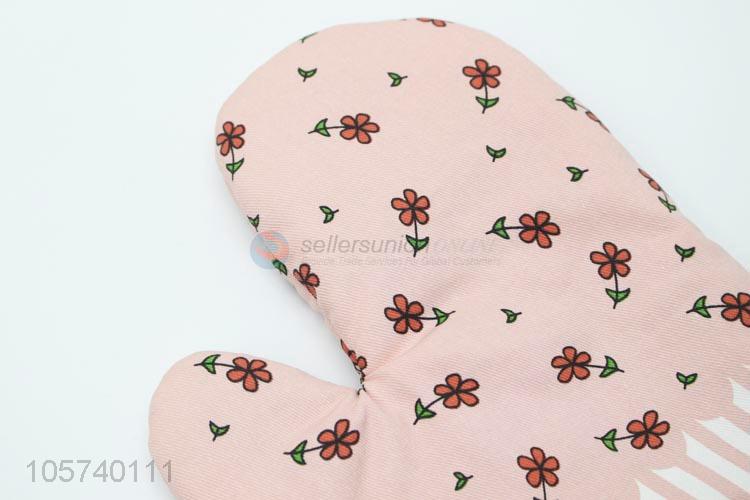 China Manufacturer Flower Pattern Non-slip Glove Thickening for Kitchen Cooking