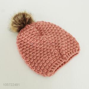 Fashion faux fur ball beanie hat knitting women hats