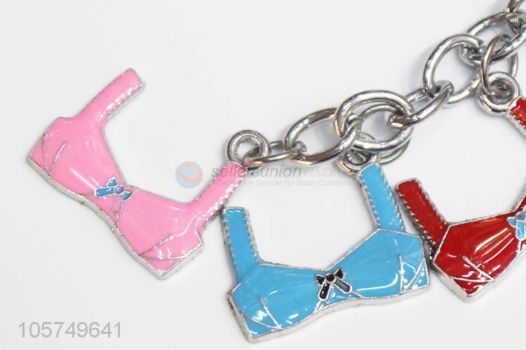 Good quality bra shape zinc alloy key chains enamel metal keyrings