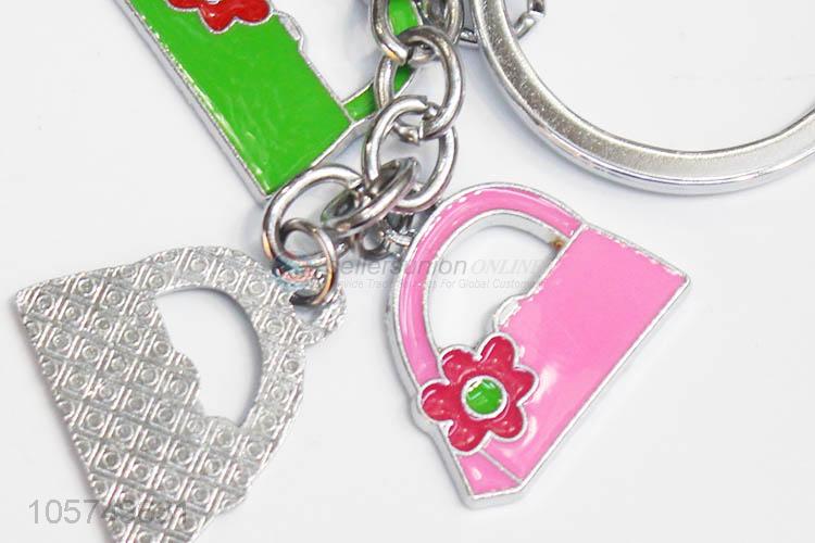 Wholesale cheap handbag shape zinc alloy key chains enamel metal keyrings