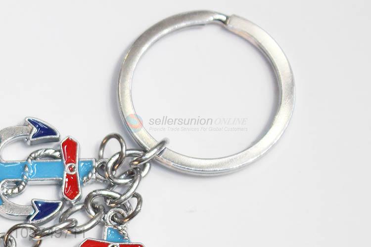 Best selling anchor shape zinc alloy key chains enamel metal keyrings