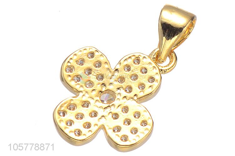 Popular Flower Shape Copper Pendant Inlay Zircon Necklace Accessories