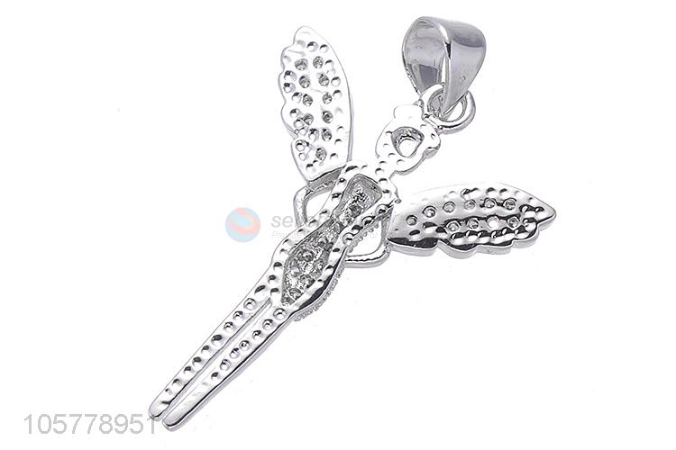 Unique Design Angel Shape Inlay Zircon Copper Pendant Fashion Accessories