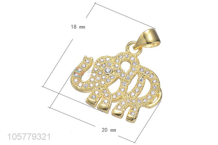 Wholesale Hollow Out Elephant Shape Pendant With Inlay Zircon