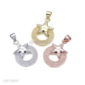 Good Quality Star And Circle Inlay Zircon Necklace Pendant