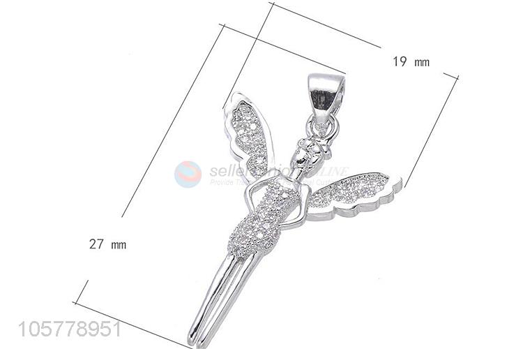 Unique Design Angel Shape Inlay Zircon Copper Pendant Fashion Accessories