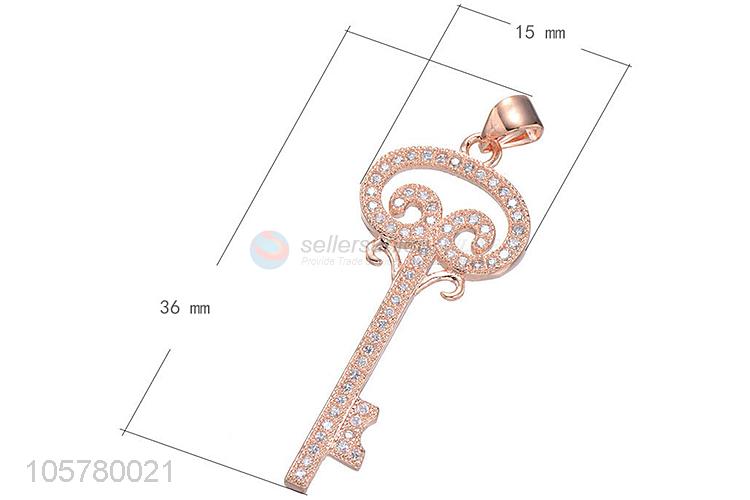 New Arrival Key Shape Inlay Zircon Pendant Fashion Jewelry