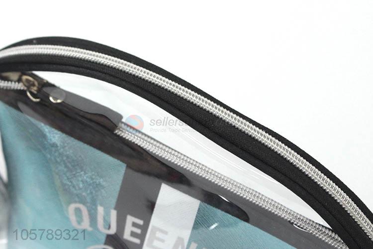 High grade fashion transparent pvc zipper cosmetic bag set