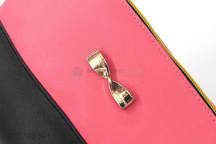 Promotional fashion bowknot pu leather beauty bag cosmetic bag