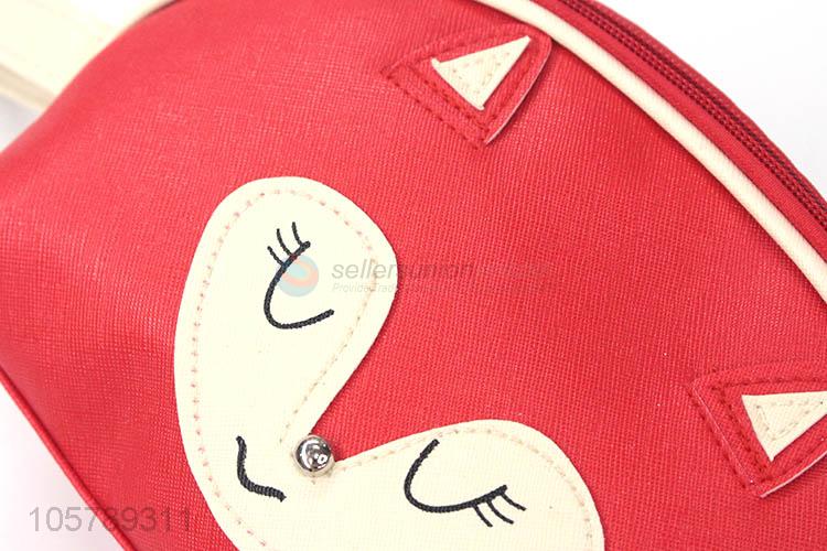Yiwu factory custom fox pu leather makeup bag beauty bag