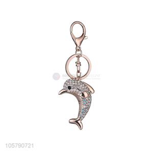Wholesale Unique Design Creative Dolphin Crystal Keychain Bag Accessories Jewelry Pendant