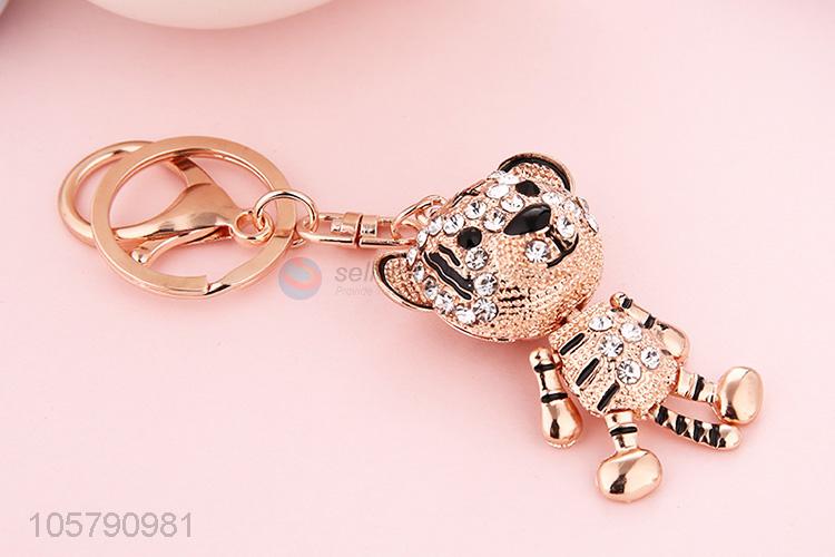 Cheap and High Quality Little Tiger Shape Alloy Keychain Diamond Girl Bag Ornaments