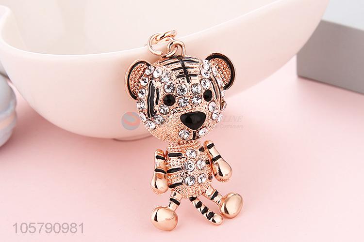 Cheap and High Quality Little Tiger Shape Alloy Keychain Diamond Girl Bag Ornaments