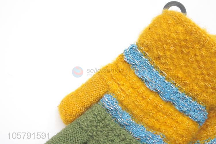 Good Quality Colorful Knitted Warm Gloves For Ladies