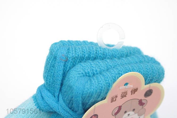 Good Sale Colorful Knitted Warm Gloves With Rope For Children