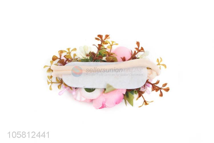 Wholesale Colorful Artificial Flower Nylon Elastic Headband