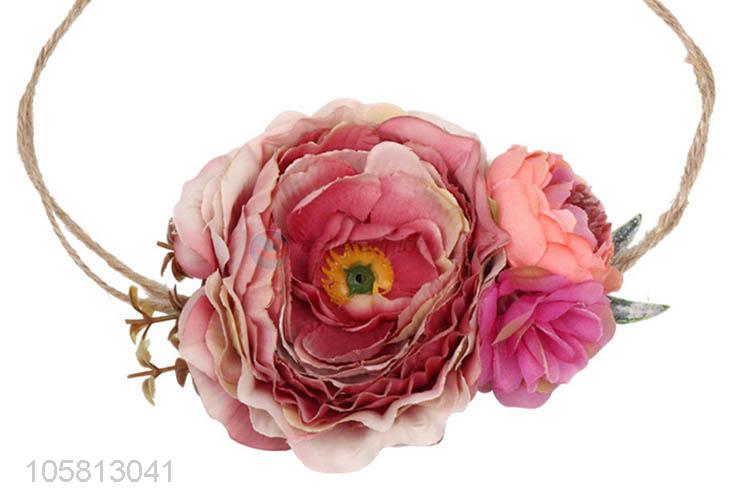 Fashion Three-Dimensional Peony Flower Hemp Rope Head Band