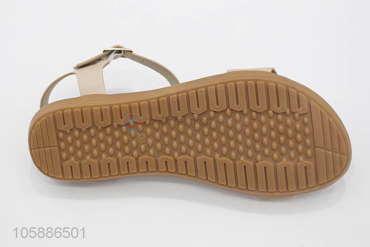 OEM factory fashion women pu leather flat sandals
