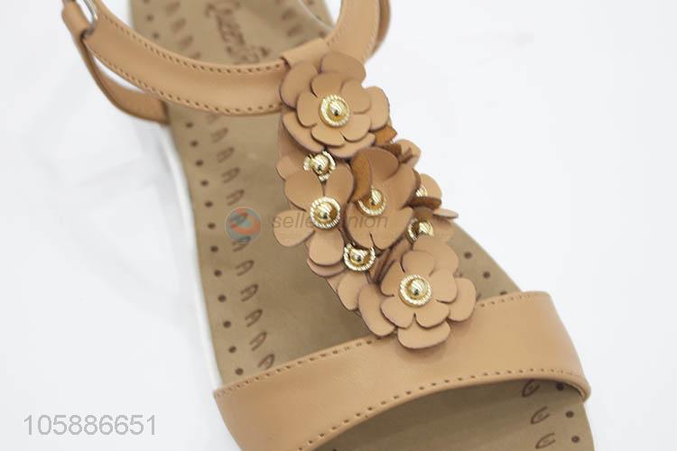 China maker women sandals ladies pu flat sandals
