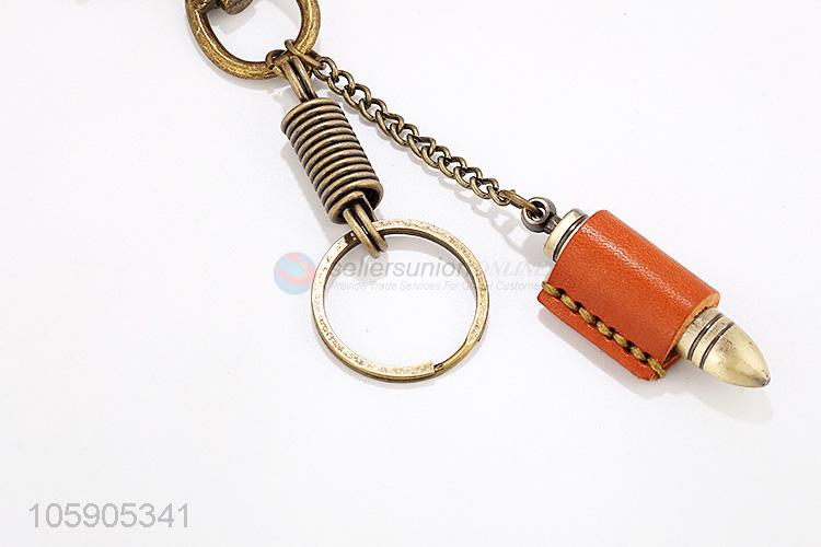 New arrival leather key chain with retro bullet charms