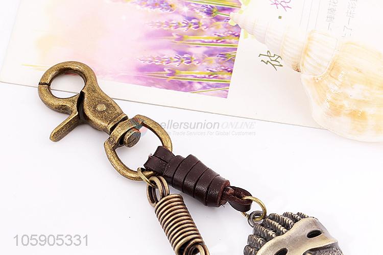 Recent design retro alloy mask pendant leather key chain