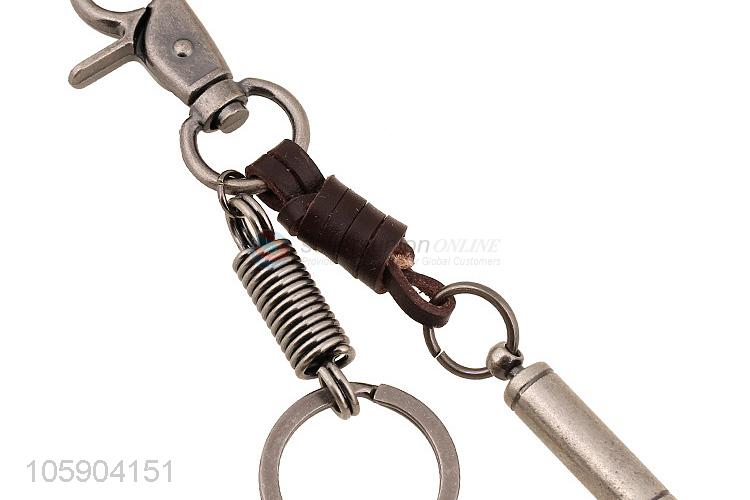 ODM factory bullet alloy pendant key chain leather key ring