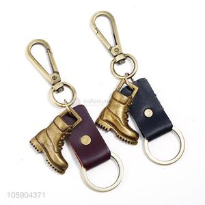 Top quality retro alloy boot pendant leather key chain