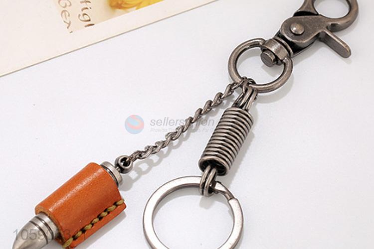 New arrival leather key chain with retro bullet charms