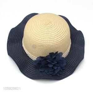 Stylish kids paper straw hat summer fedora hat with flower