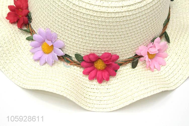 Fashion lovely baby paper straw sun hat gilrs boater hat
