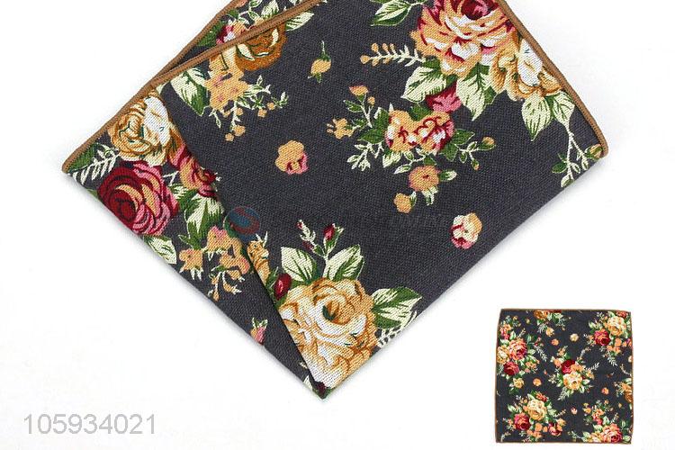 Popular Flower Pattern Cotton Pocket Handkerchief For Man
