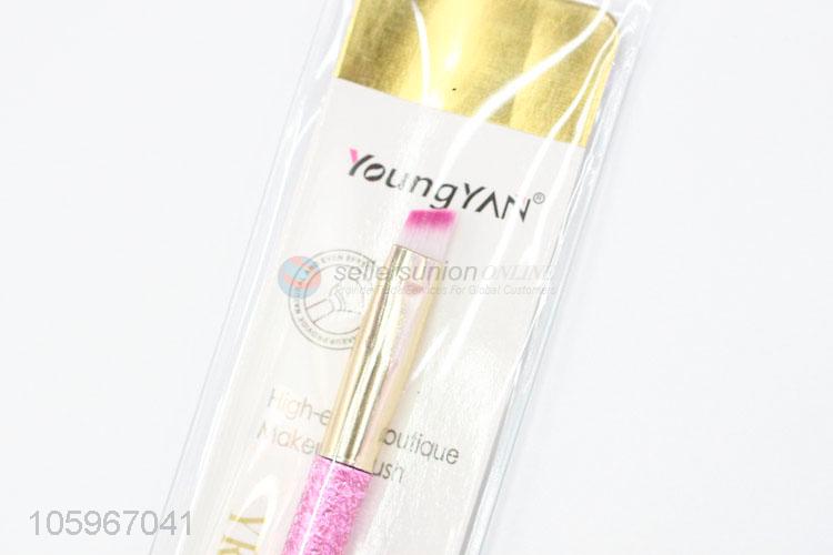 Customized small nylon hair plastic handle angled eyebrow brush