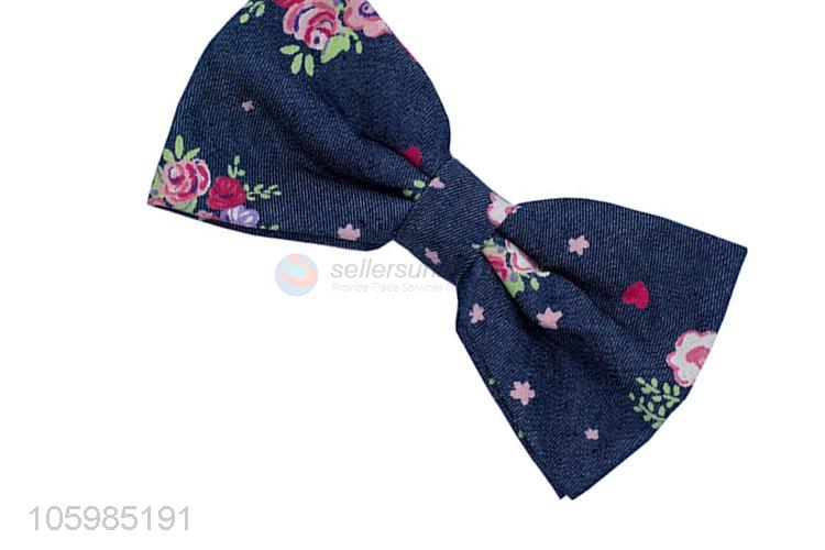 Latest design flower printed 100% cotton men bow tie